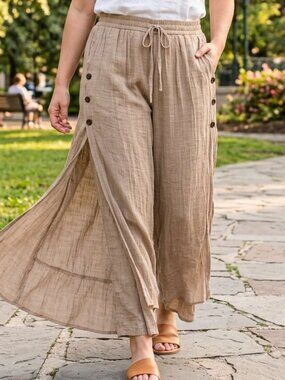 Casa Donna Linen Blend Flowy Pants